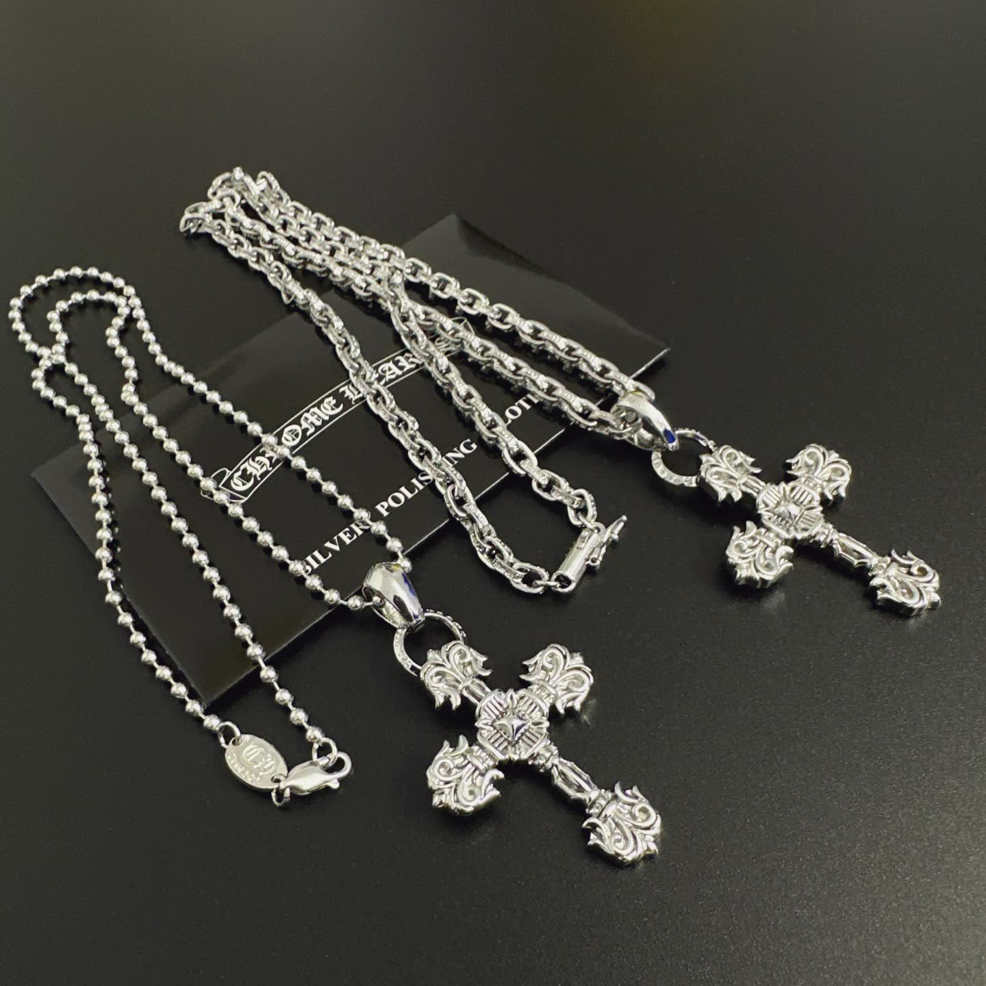 Chrome Hearts Silver Cross Pendant Necklace